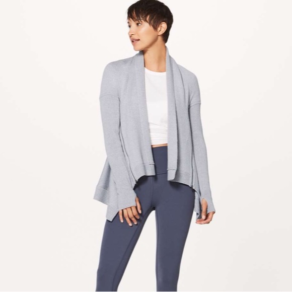lululemon athletica Sweaters - Lululemon Wrap It Up Sweater Heathered Light Grey